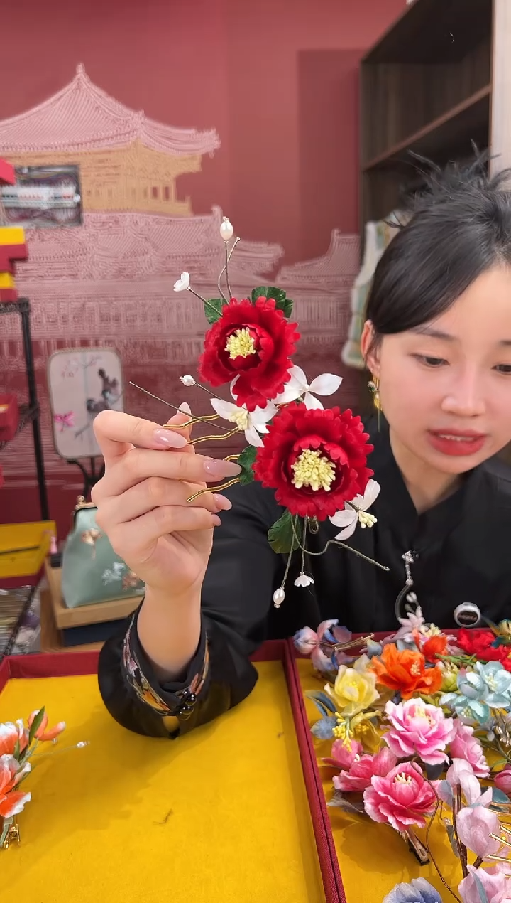 【闪购商品】刺绣非遗绒花（发饰）