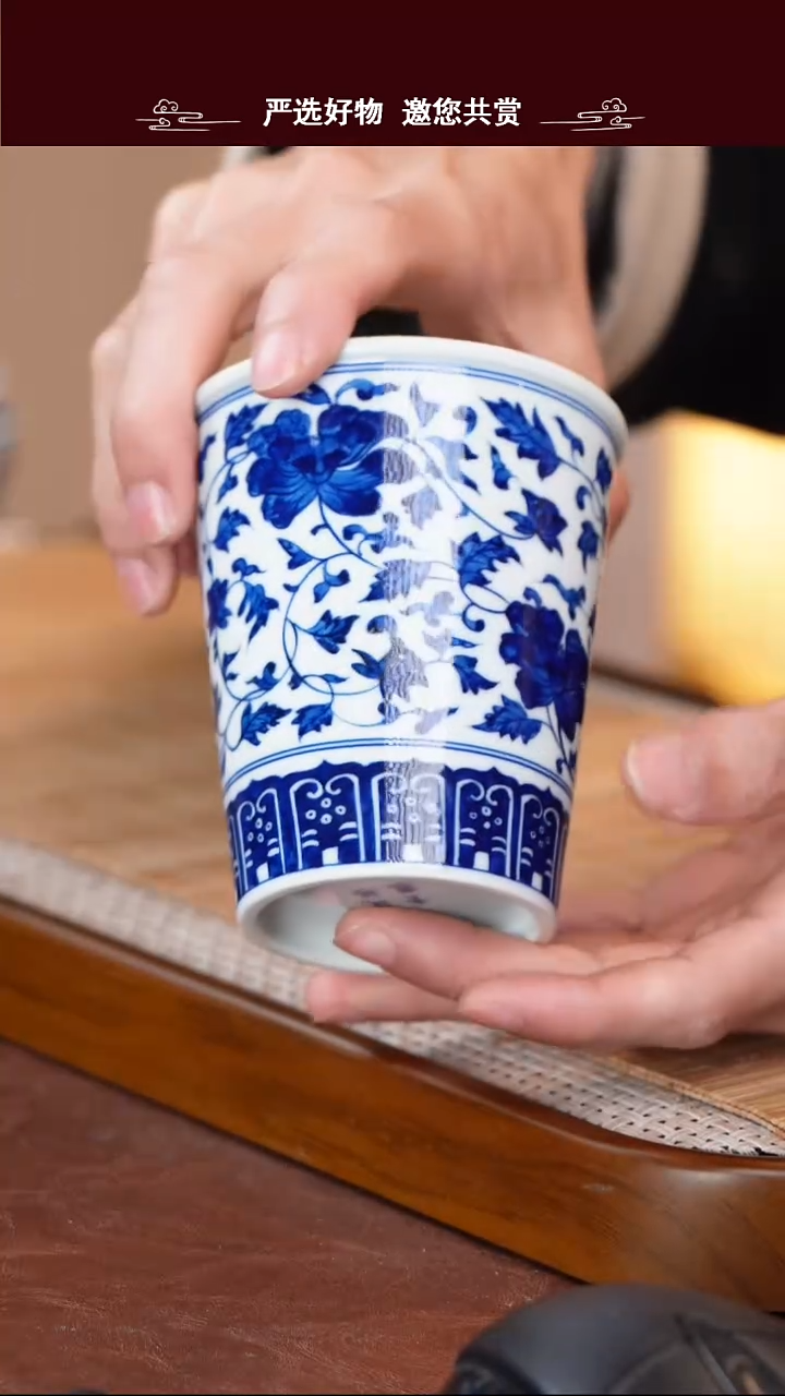 手工手绘青花主人可乐杯