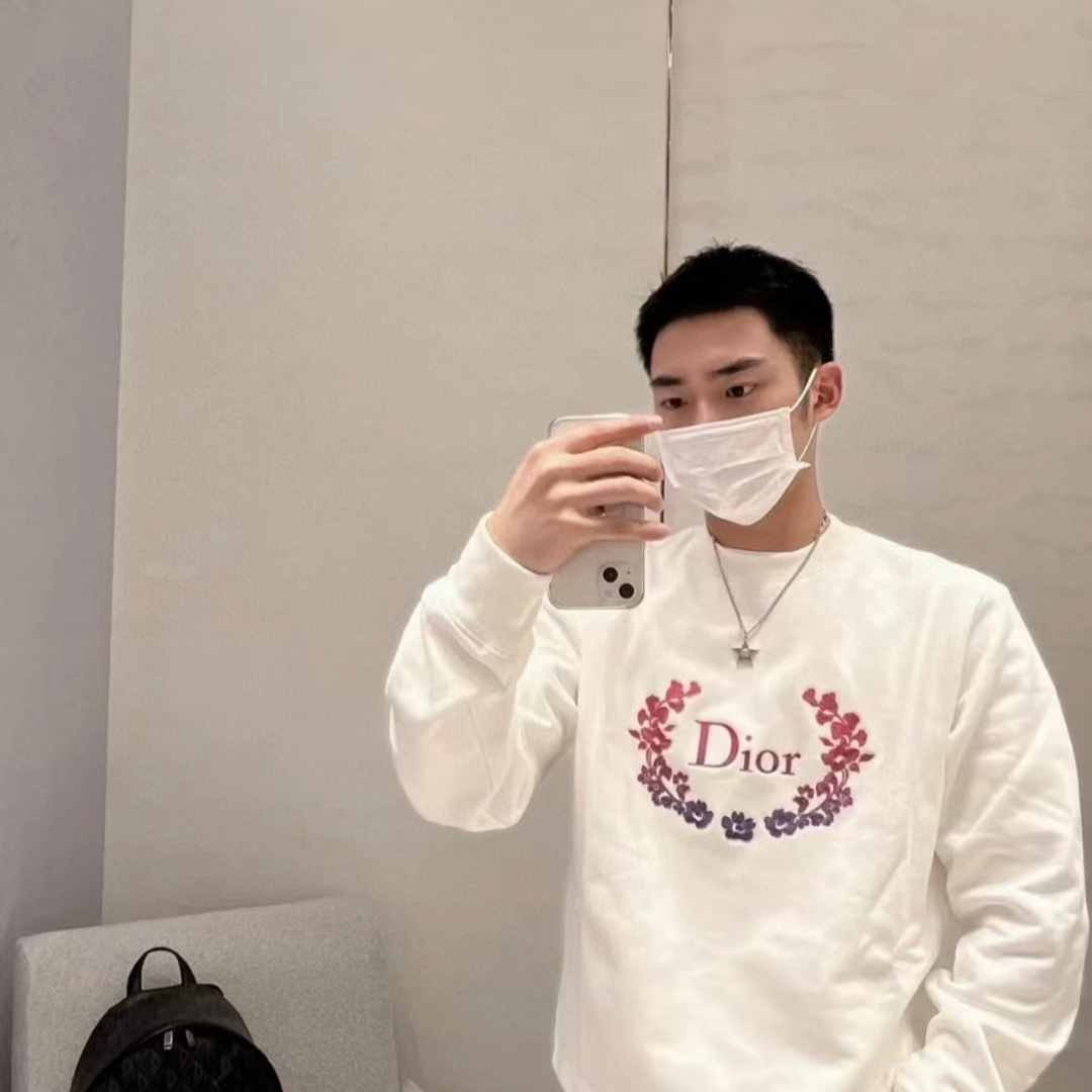 未使用 DIOR/迪奥 Dior迪奥男士紫色logo圆领白色卫衣128997