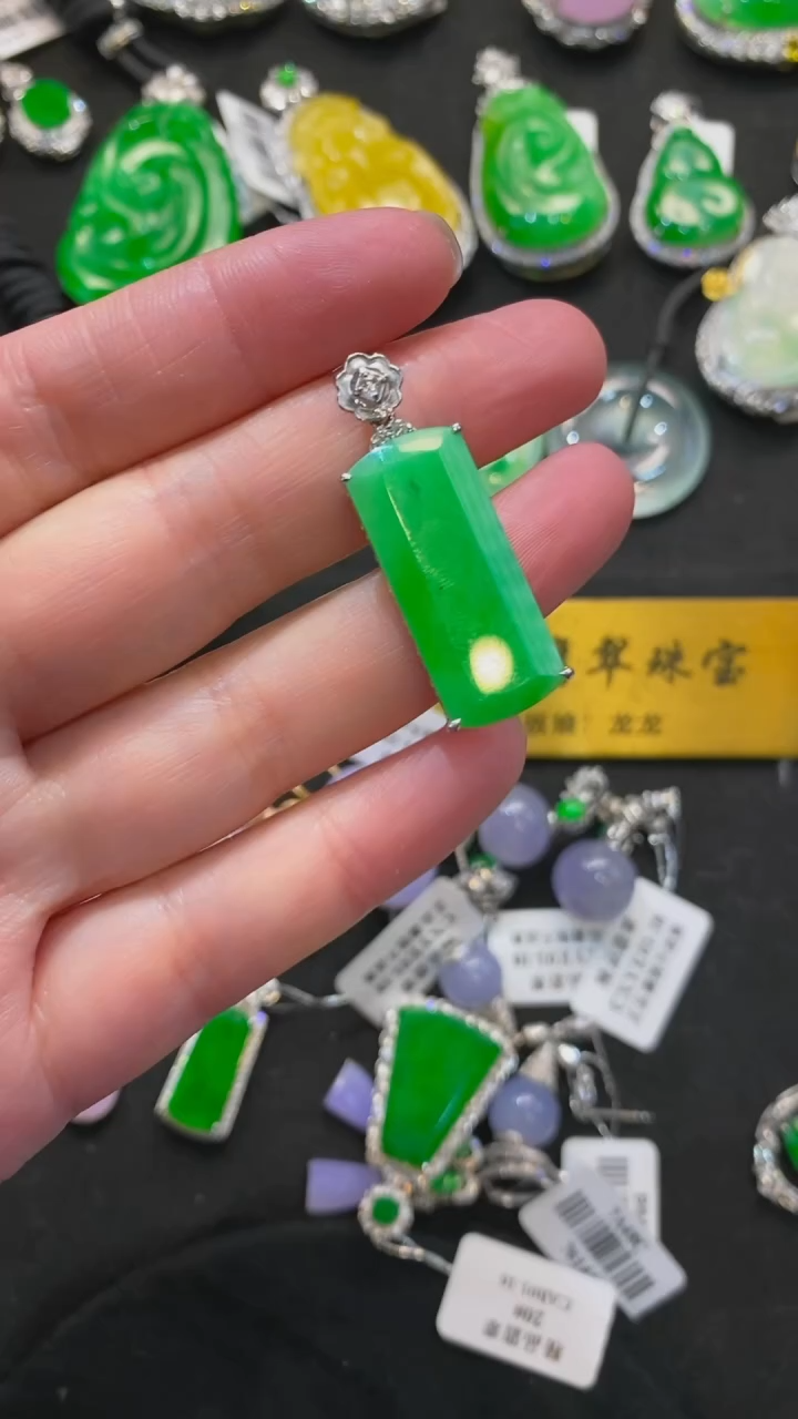 【闪购商品】翡翠颈饰未镶嵌绿无事牌