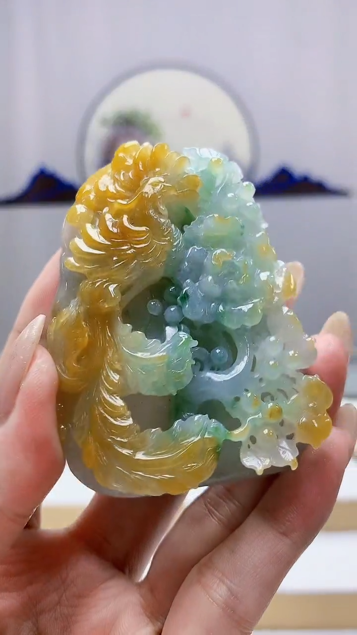 未镶嵌定制翡翠5160MM-毛货挂件146