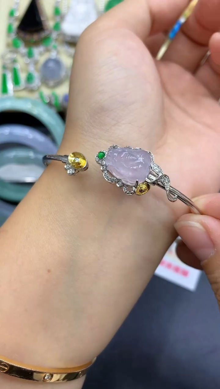 18K金镶嵌手镯翡翠309-中国好珍宝