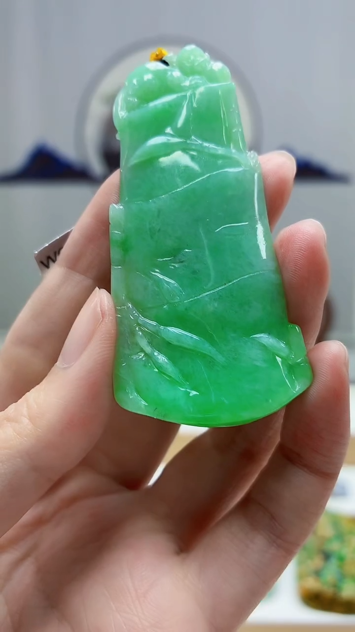未镶嵌定制翡翠4688zm-毛货挂件竹节85