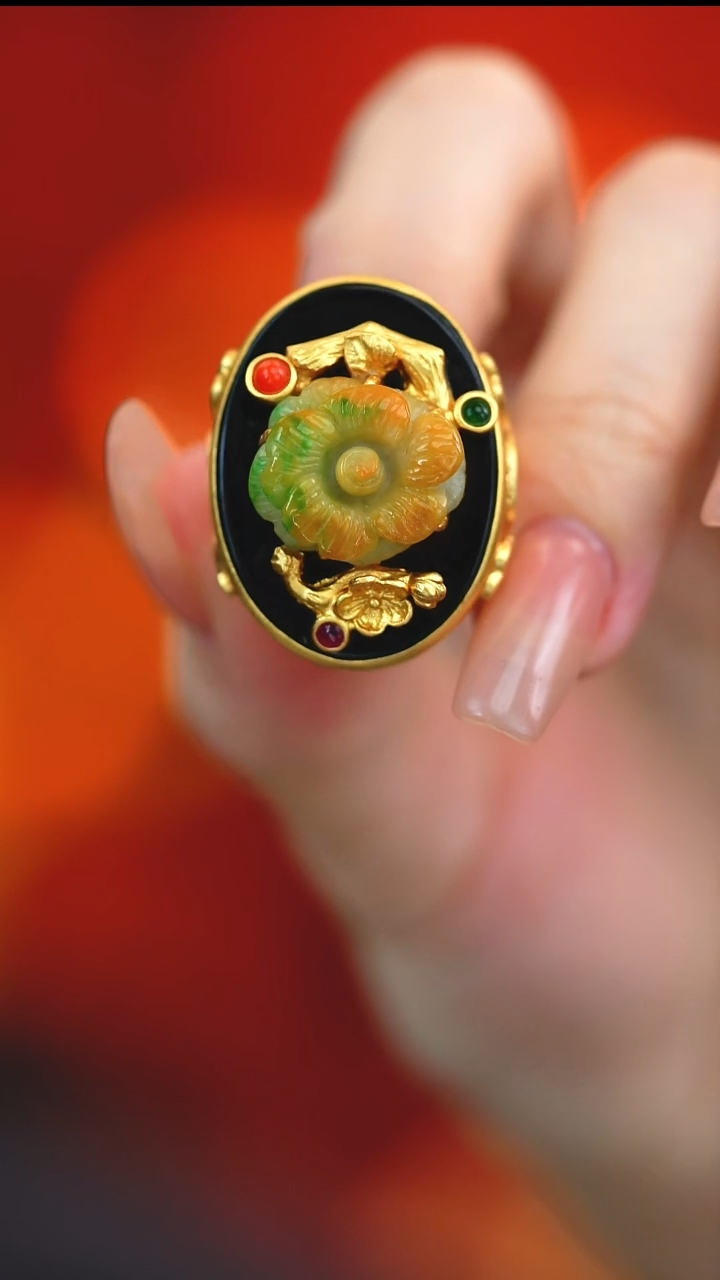 银S925镶嵌戒指翡翠新款