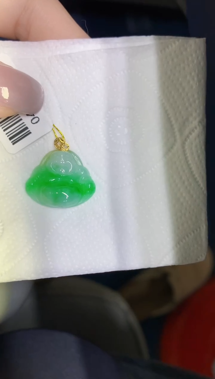 颈饰18K金镶嵌翡翠缅甸天然翡翠A货