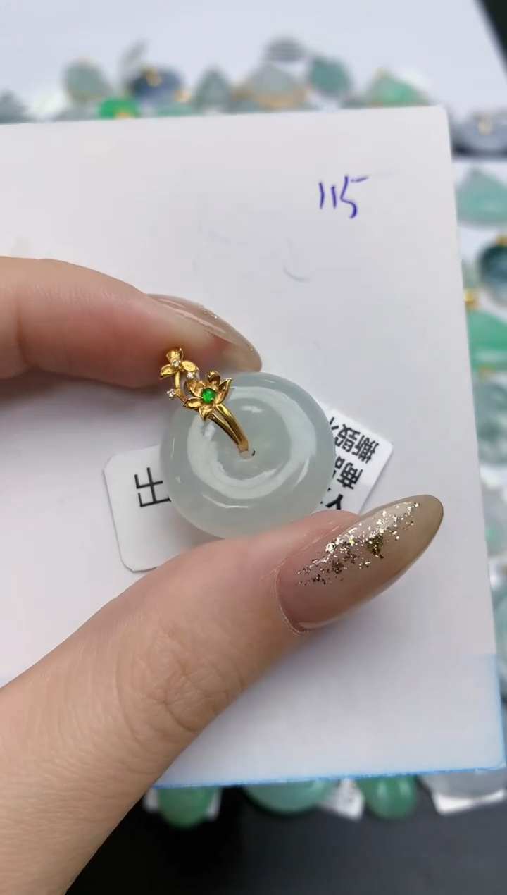 【闪购商品】翡翠颈饰18K金镶嵌 天然缅甸翡翠A货