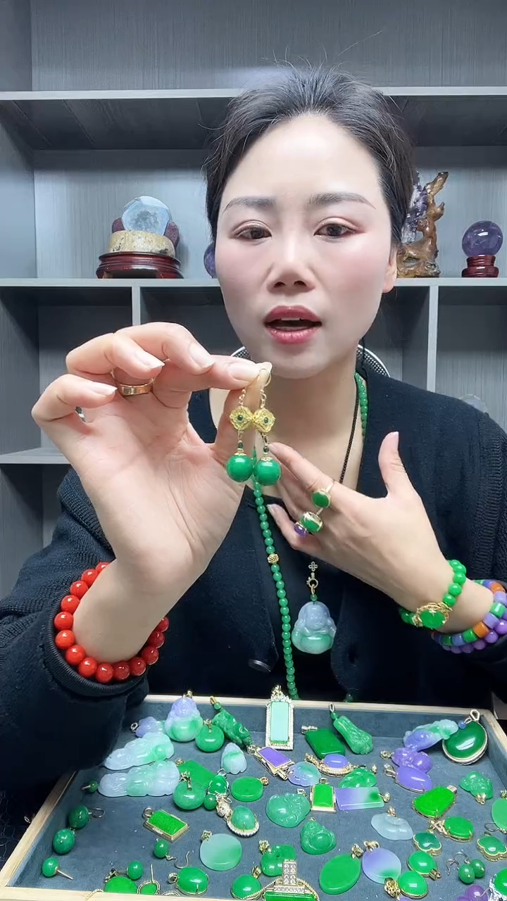 【闪购商品】翡翠耳饰14K金镶嵌耳饰