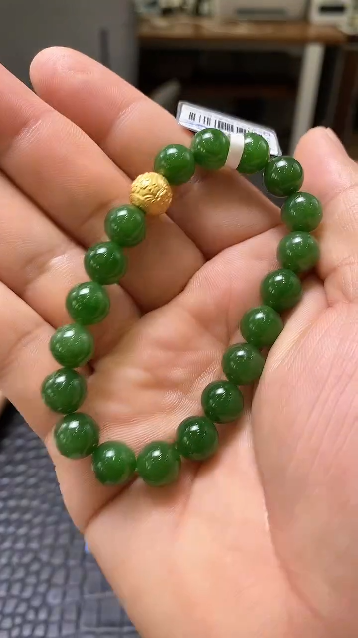 【闪购商品】和田玉碧玉手串10mm未镶嵌多样性发一个