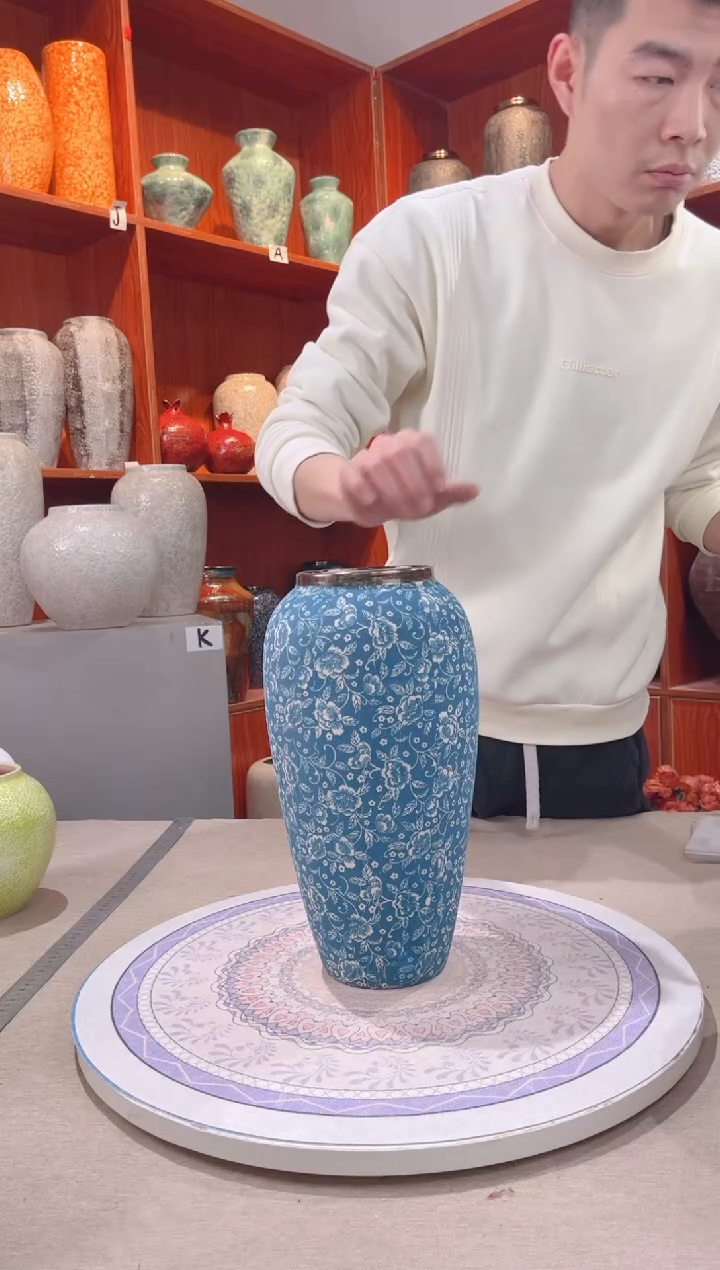 【闪购商品】瓶青花芙蓉大号 陶瓷花瓶 无花