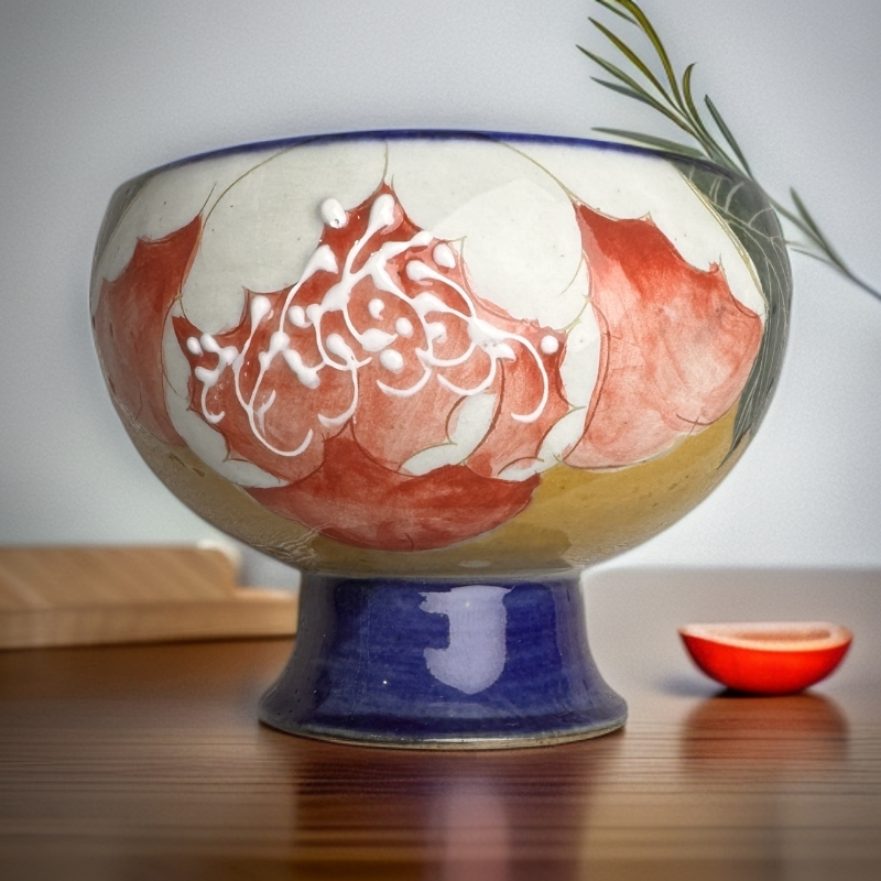 高温全手工手绘高脚主人杯茶杯纯手工品茗杯茶具陶瓷