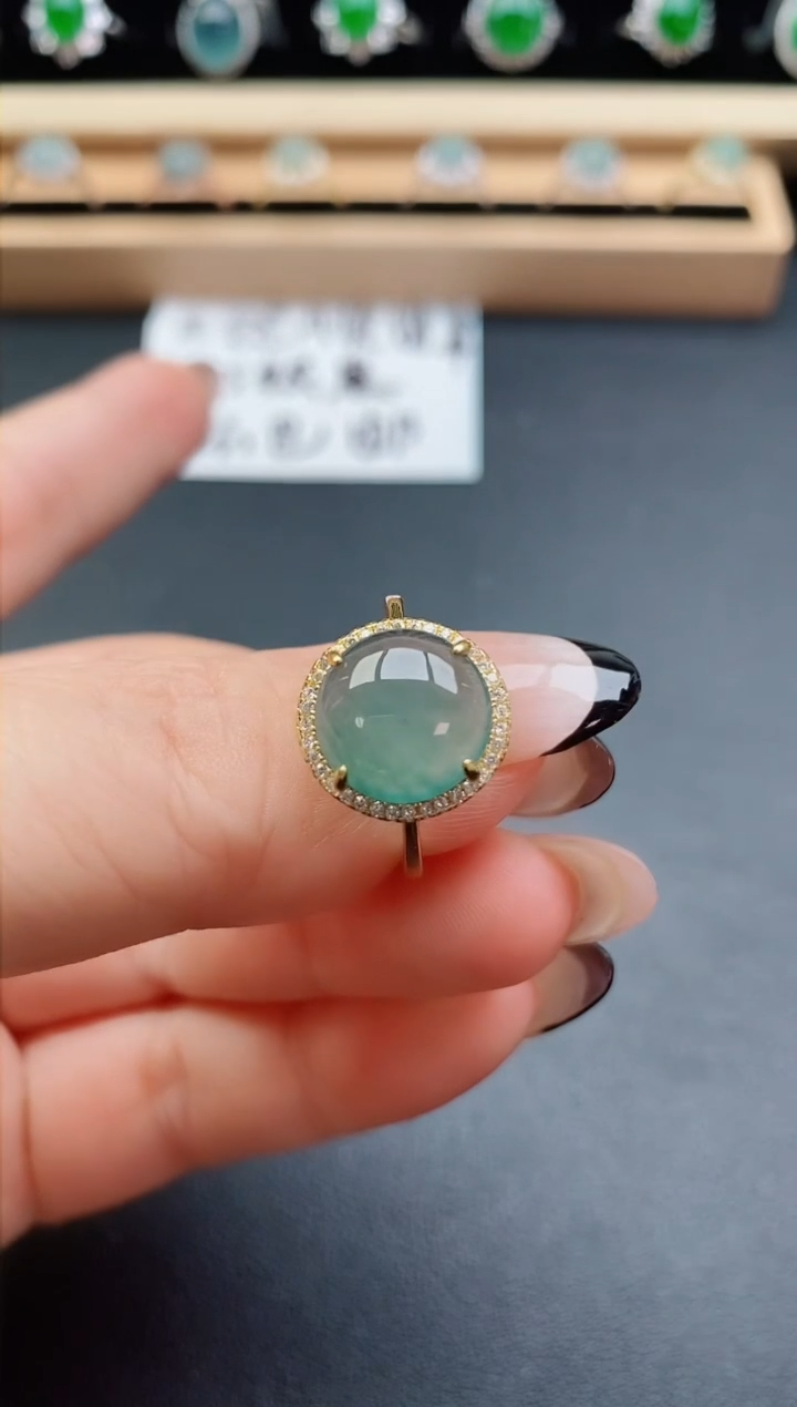 翡翠戒指银S925镶嵌50800