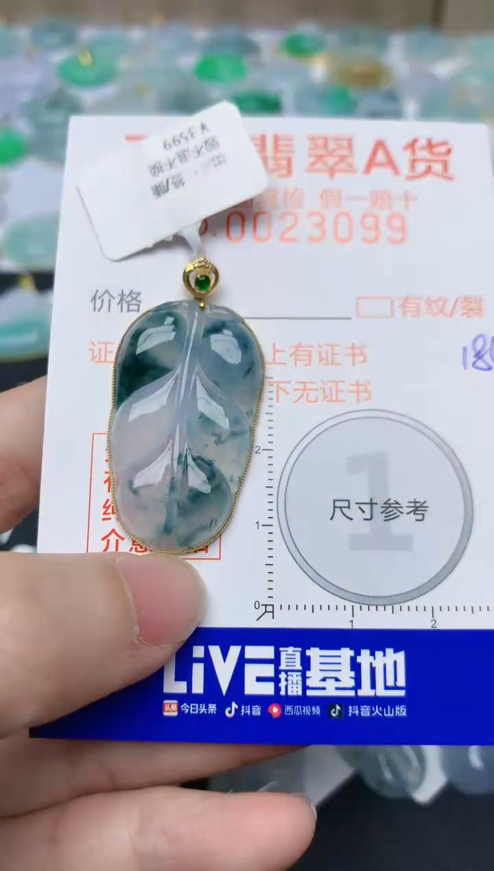 【闪购商品】翡翠颈饰18K金镶嵌天然翡翠A货    