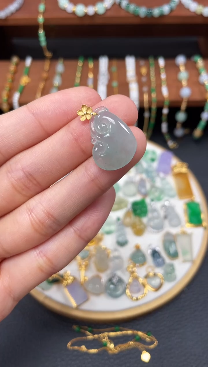 【闪购商品】翡翠吊坠(不含链)18K金镶嵌一个  JK486