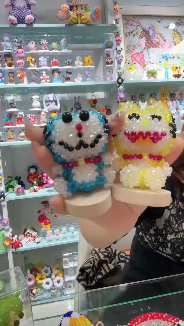 玻璃0642卡4水晶坐姿哆啦A梦材料包微光彩一蓝一黄