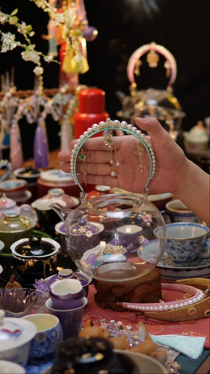 【闪购商品】青色把手编织天久壶