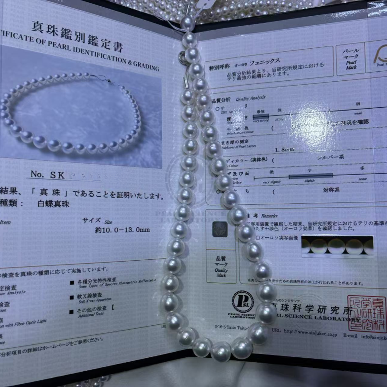 10-13MM天然海水珍珠澳白真科研凤凰满串项链