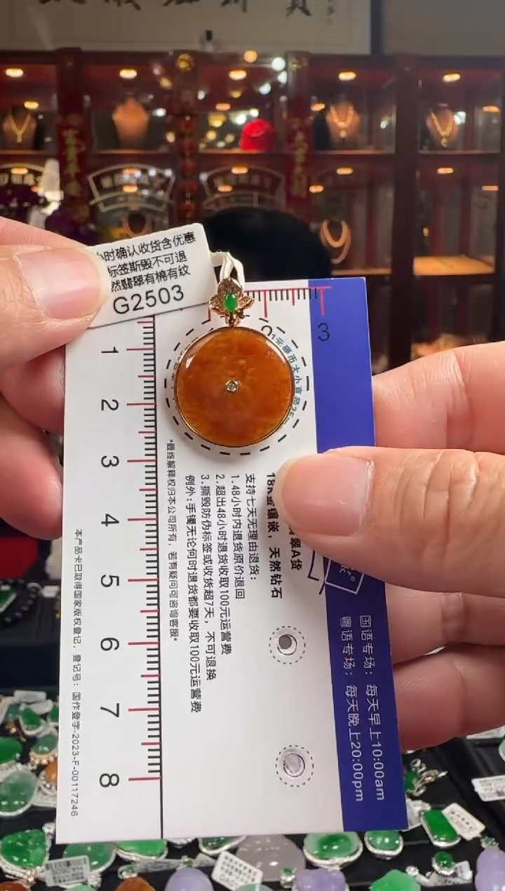 【闪购商品】翡翠颈饰18K金镶嵌G2503 红翡平安扣