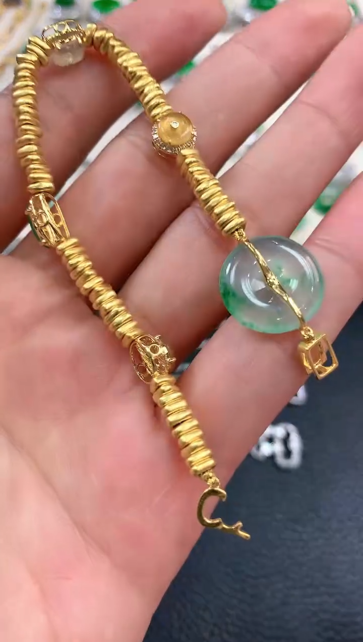 【闪购商品】翡翠手链足金镶嵌n56