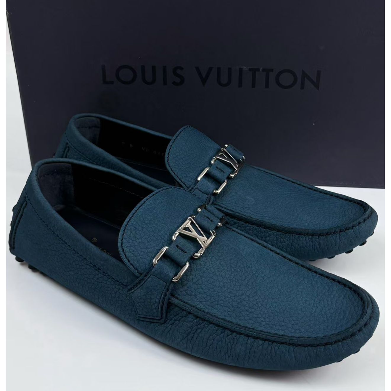 未使用 LouisVuitton/路易威登 雾霾蓝真皮男士豆豆鞋正品未使用