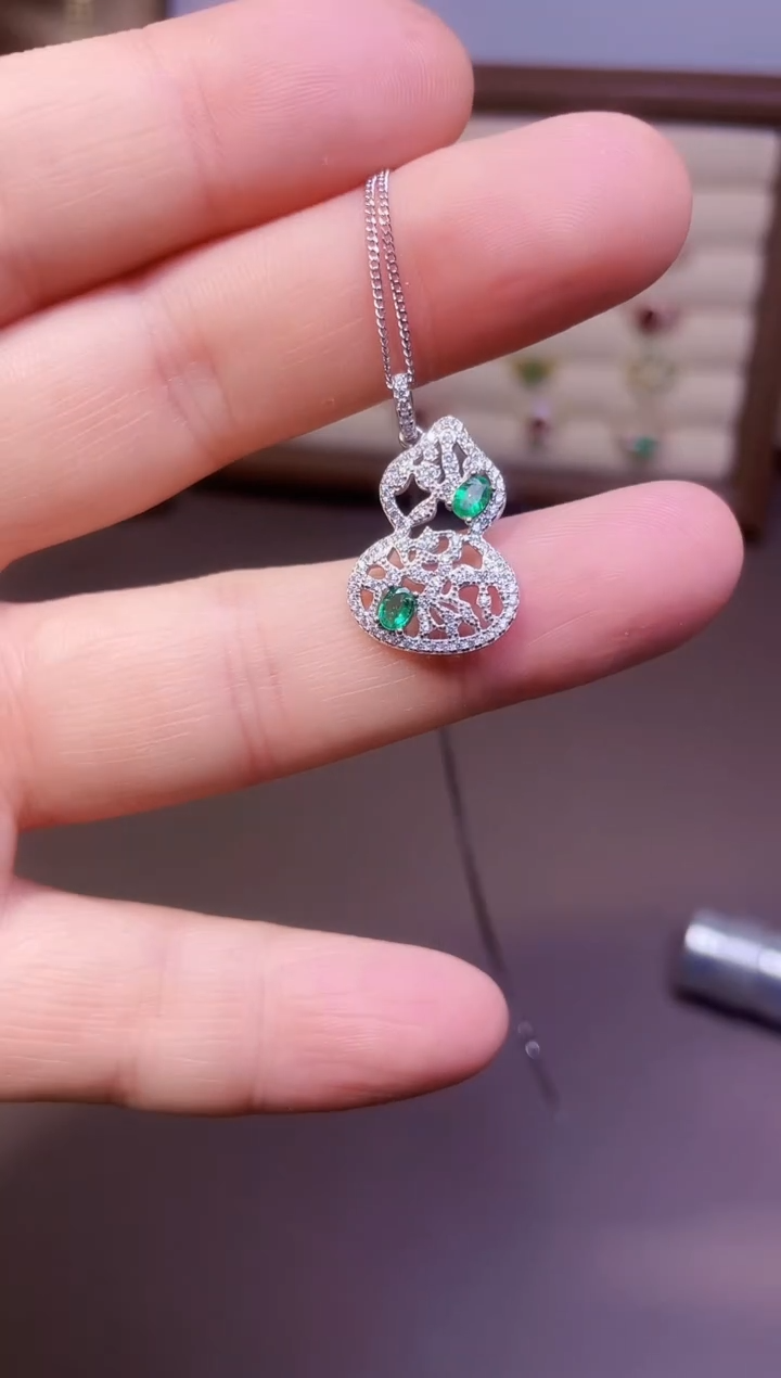 【闪购商品】祖母绿颈饰银S925镶嵌1