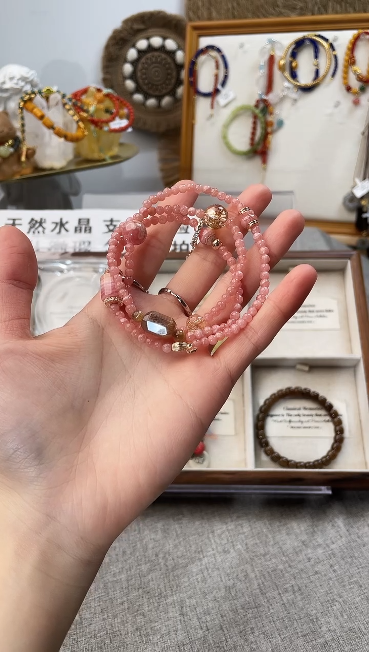 未镶嵌手串水晶典*红纹三圈