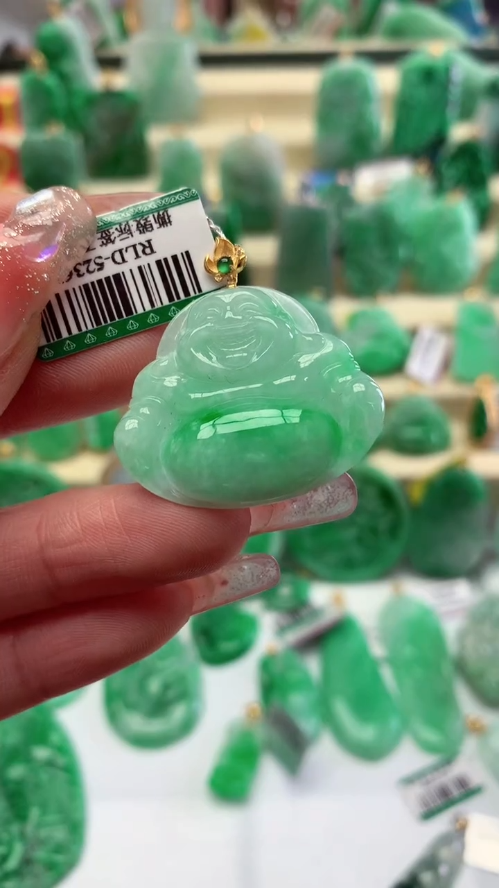 【闪购商品】翡翠颈饰18K金镶嵌挂件