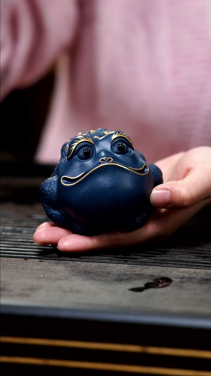 【闪购商品】紫砂茶壶苏门答腊青描金款大福蟾