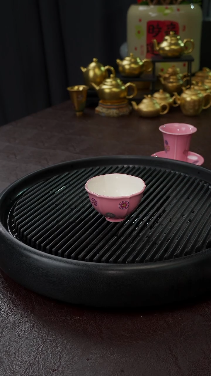 【闪购商品】杯【宜景窑桃夭粉皮球花】白色杯子
