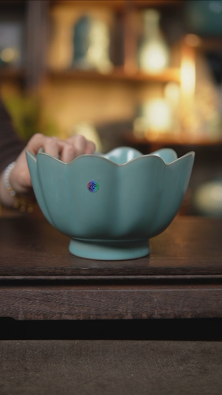 【闪购商品】杯仿古天青莲花式温碗瑕128