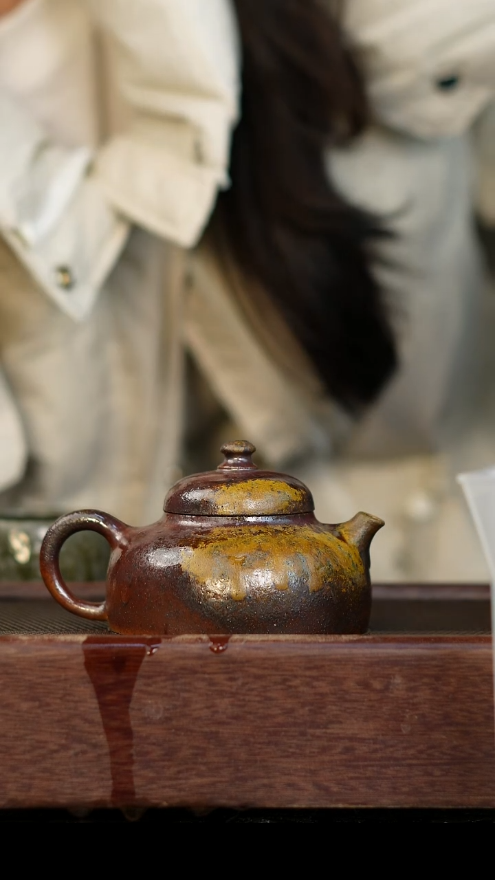 茶壶紫砂柴烧紫砂 天青乳顶130cc