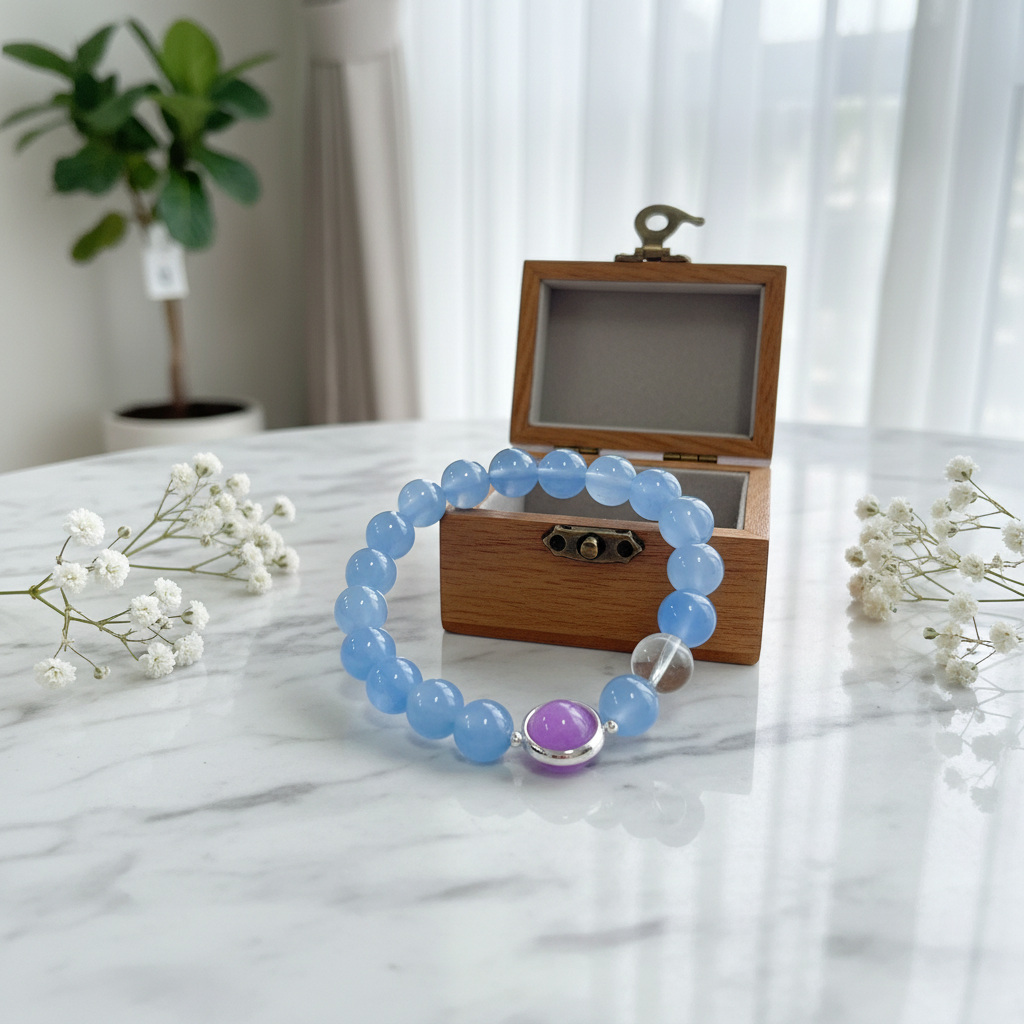 [大胖优选]1660设计师款10m海蓝宝玉髓单圈简约发其一不带礼盒