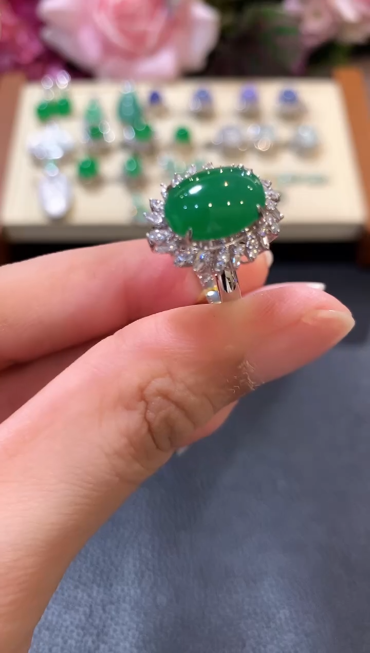 18K金镶嵌戒指翡翠z99  