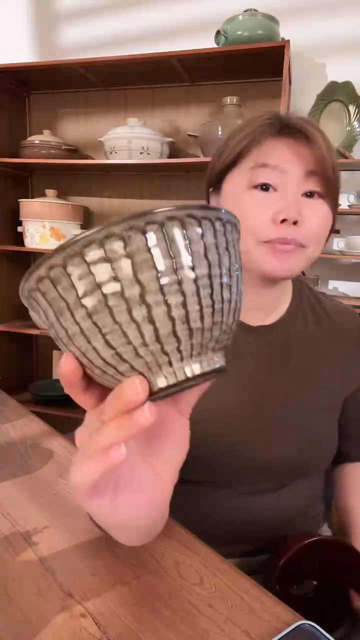 陶瓷黑陶泥条纹6英寸面碗（摩卡粉）