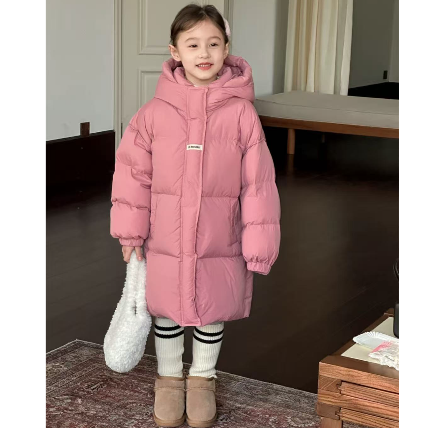 冬款2025男女童羽绒服白鸭绒中长款三防面料外套