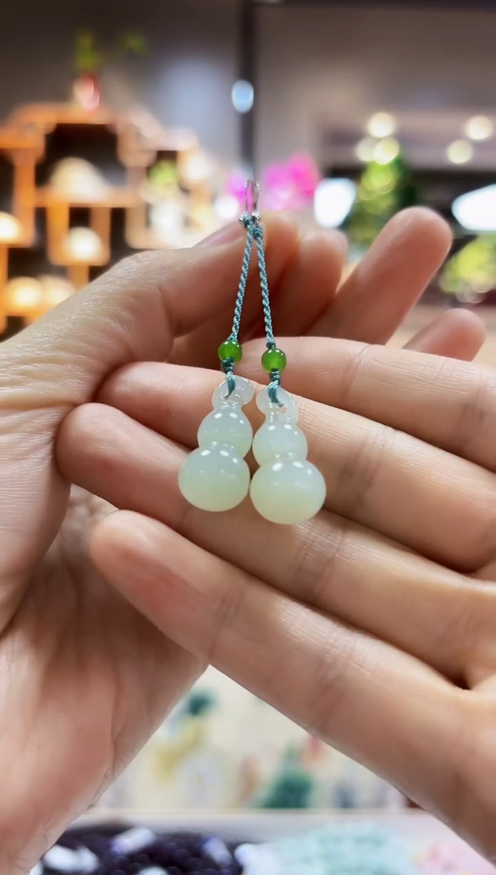 【闪购商品】和田玉耳饰银S925镶嵌耳饰