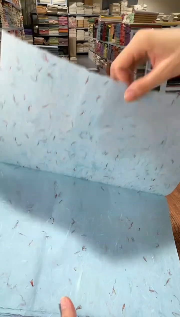 纯手工34*69cm25张浅蓝色雁楮清水红花云龙半生熟