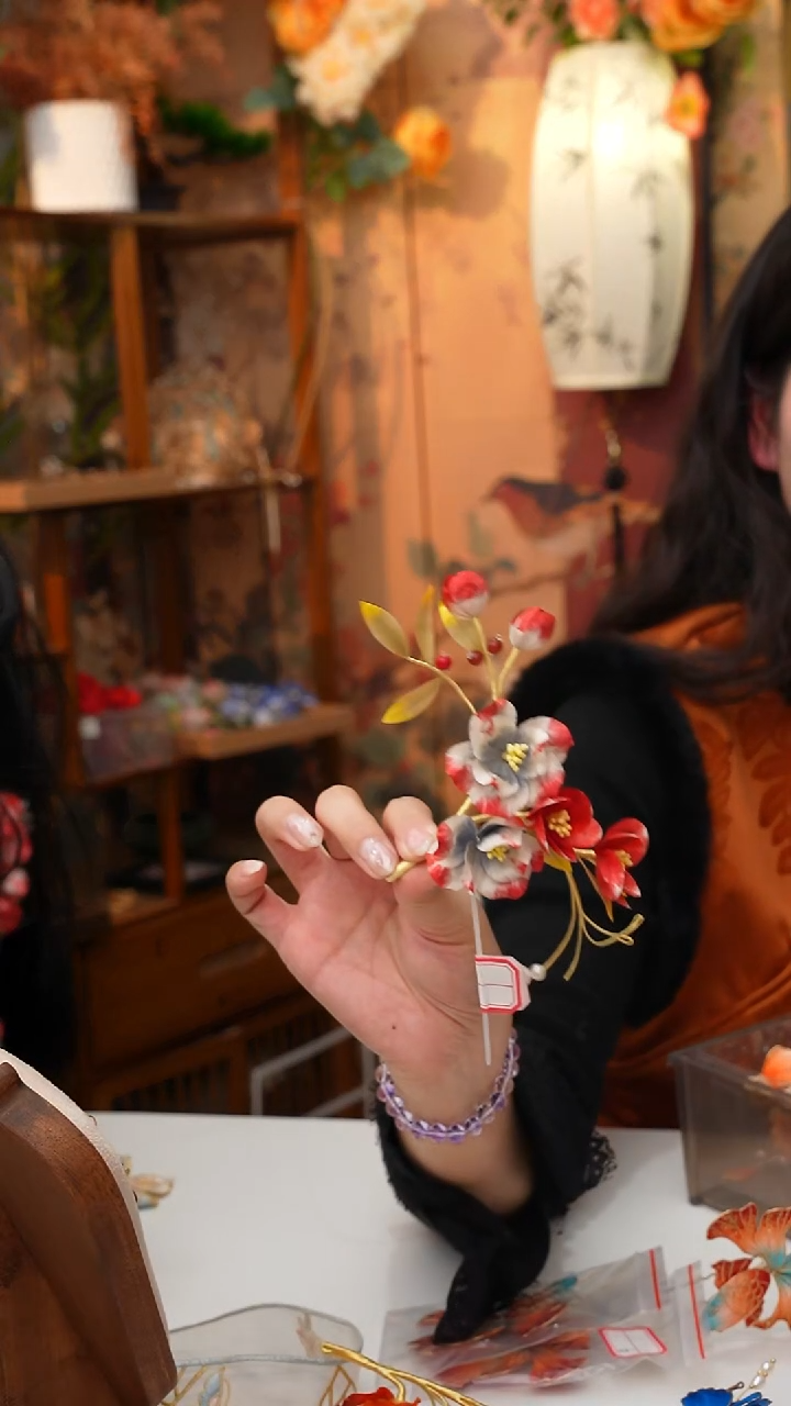 铜合金无锦簪阁绒花