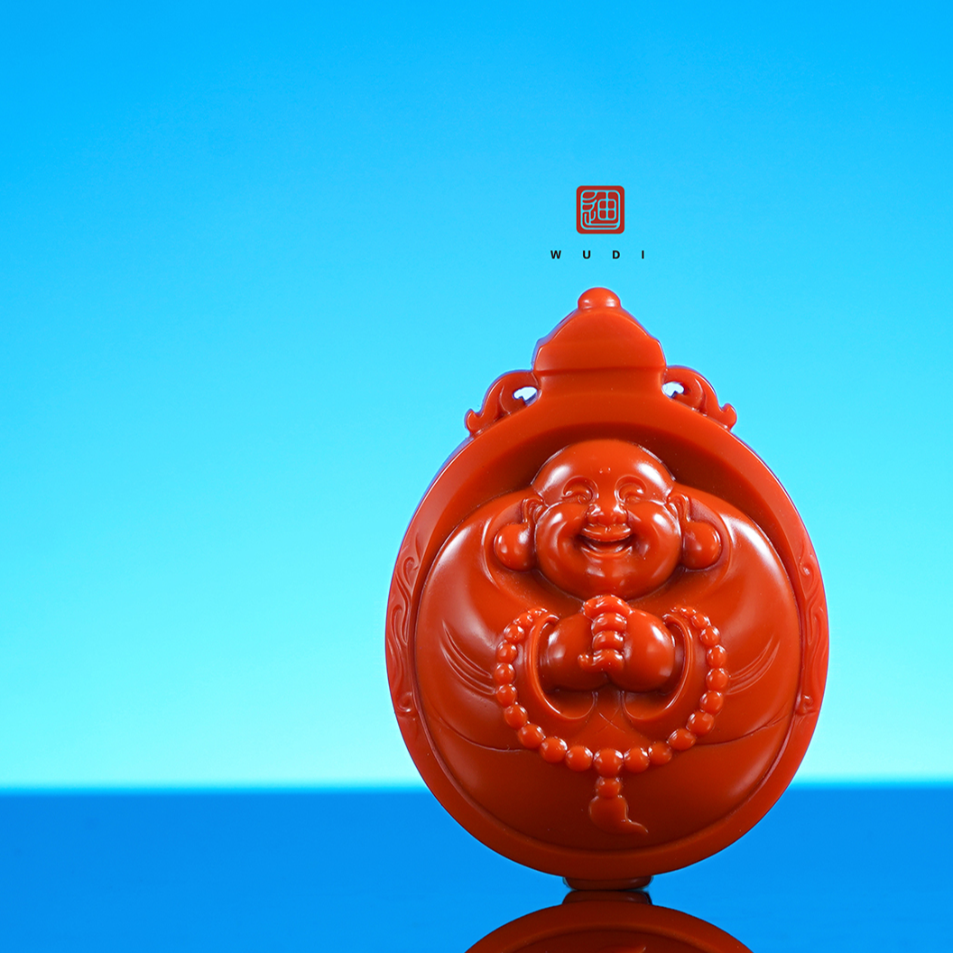 南红玉雕弥勒佛挂坠
