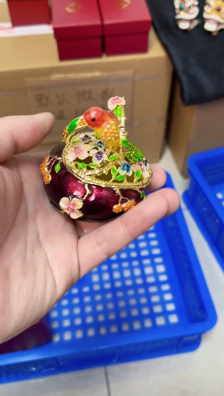 【闪购商品】瓷片年货节福福价格高质珐琅彩合金摆件首饰盒