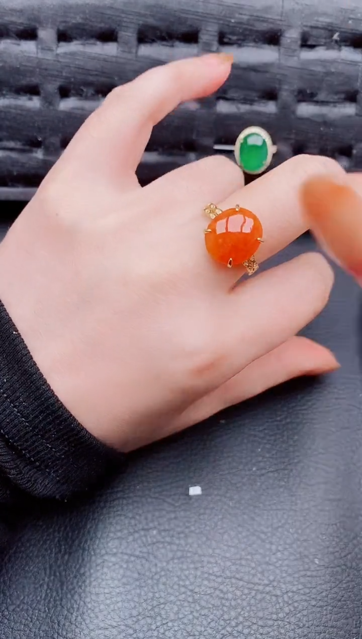 【闪购商品】翡翠戒指银S925镶嵌天然a货翡翠812