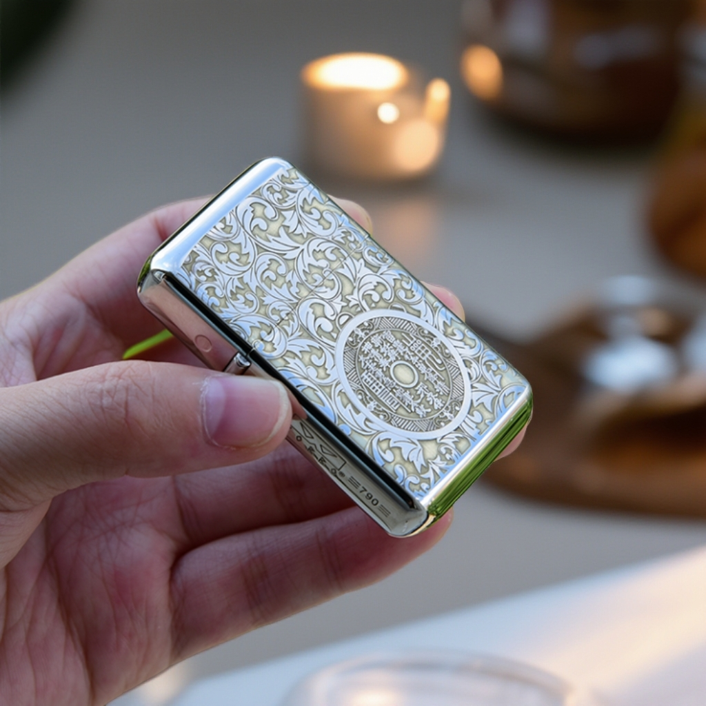 唐草花版山鬼花钱创意打火机精雕雕刻防风经典