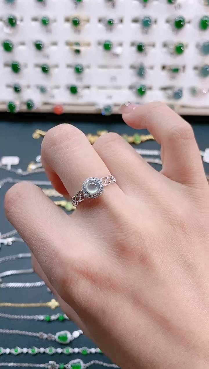 【闪购商品】翡翠戒指银S925镶嵌天然翡翠