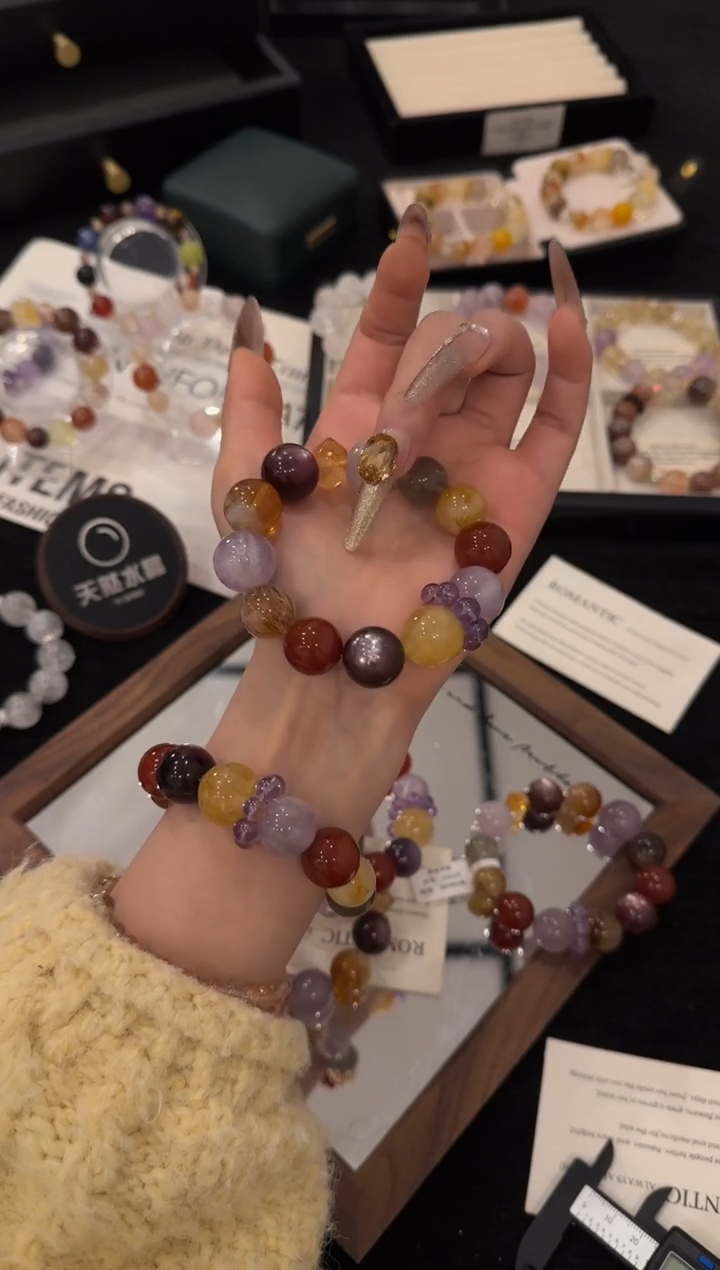 未镶嵌手链水晶九紫离火多宝x3425