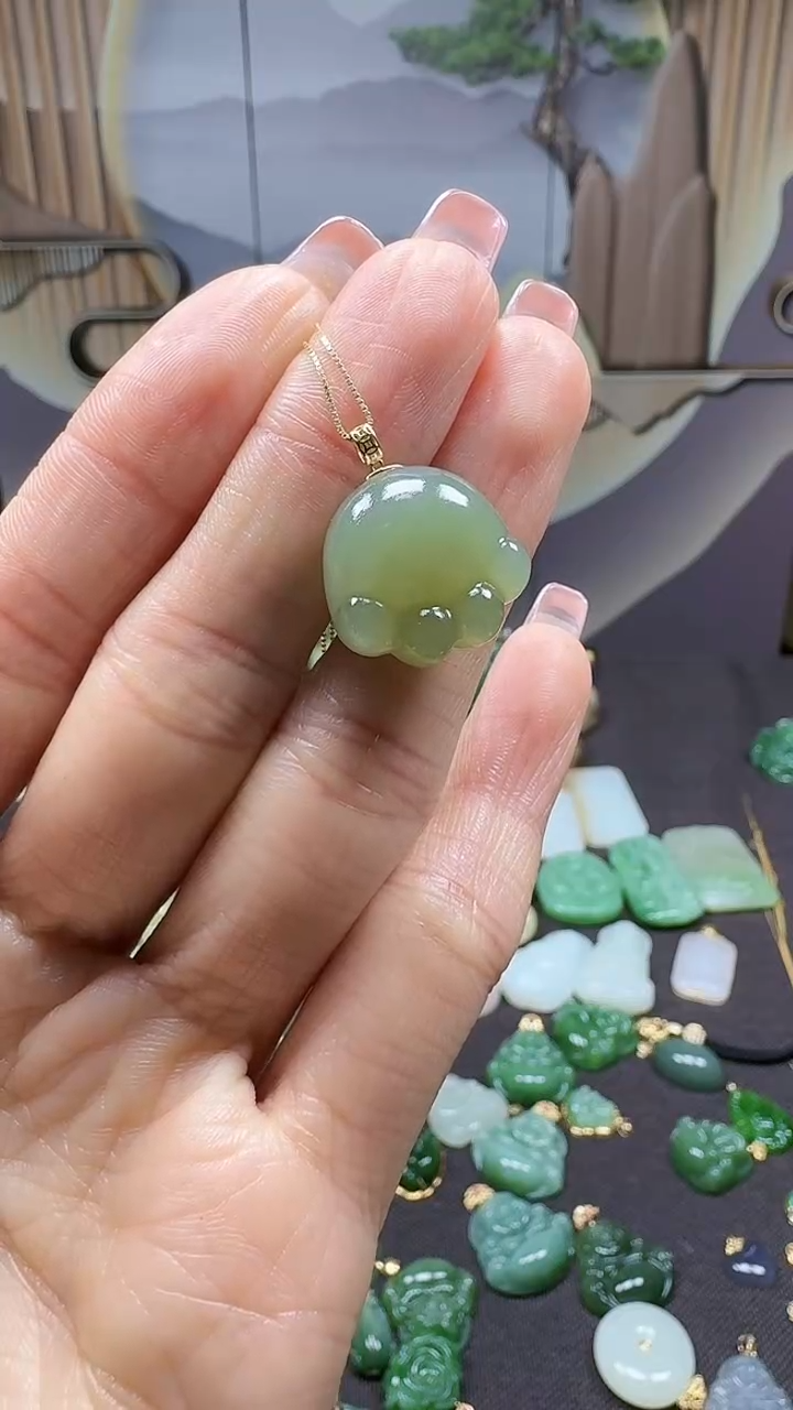 【闪购商品】和田玉吊坠(不含链)18K金镶嵌1