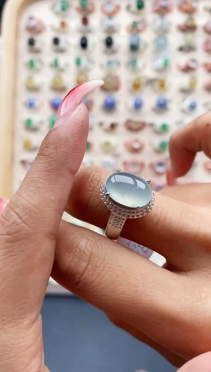 【闪购商品】翡翠戒指未镶嵌缅甸天然A货翡翠444  9+4