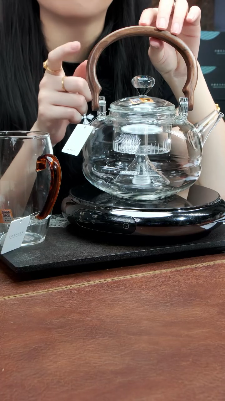 鼓韵电陶炉1300w+雅澜透明+清源杯 琥珀