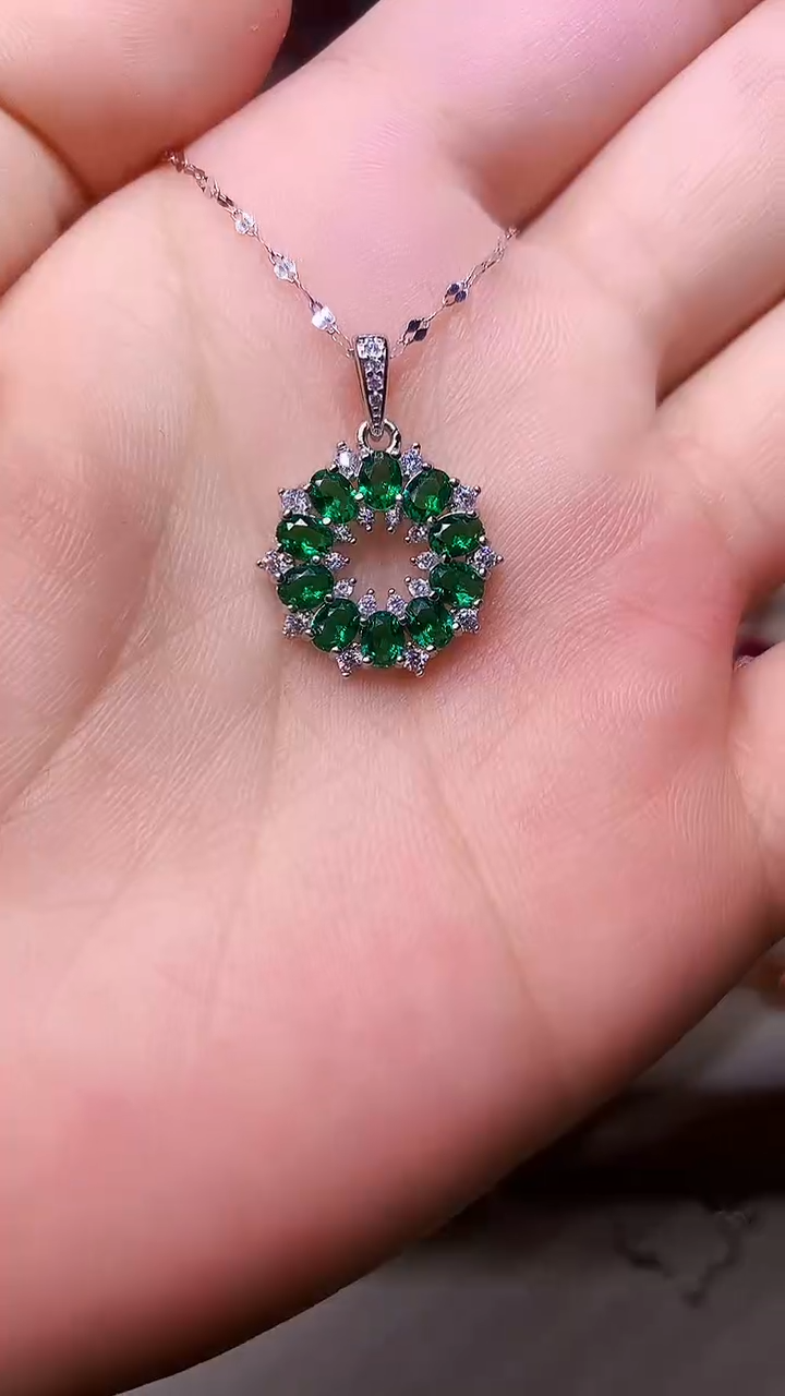 【闪购商品】祖母绿颈饰银S925镶嵌000