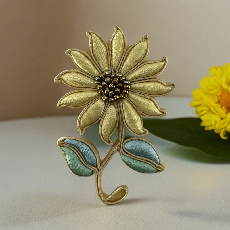 非金属布艺胸针 X0005非遗手工盘扣新中式盘扣向日葵胸针精致胸花