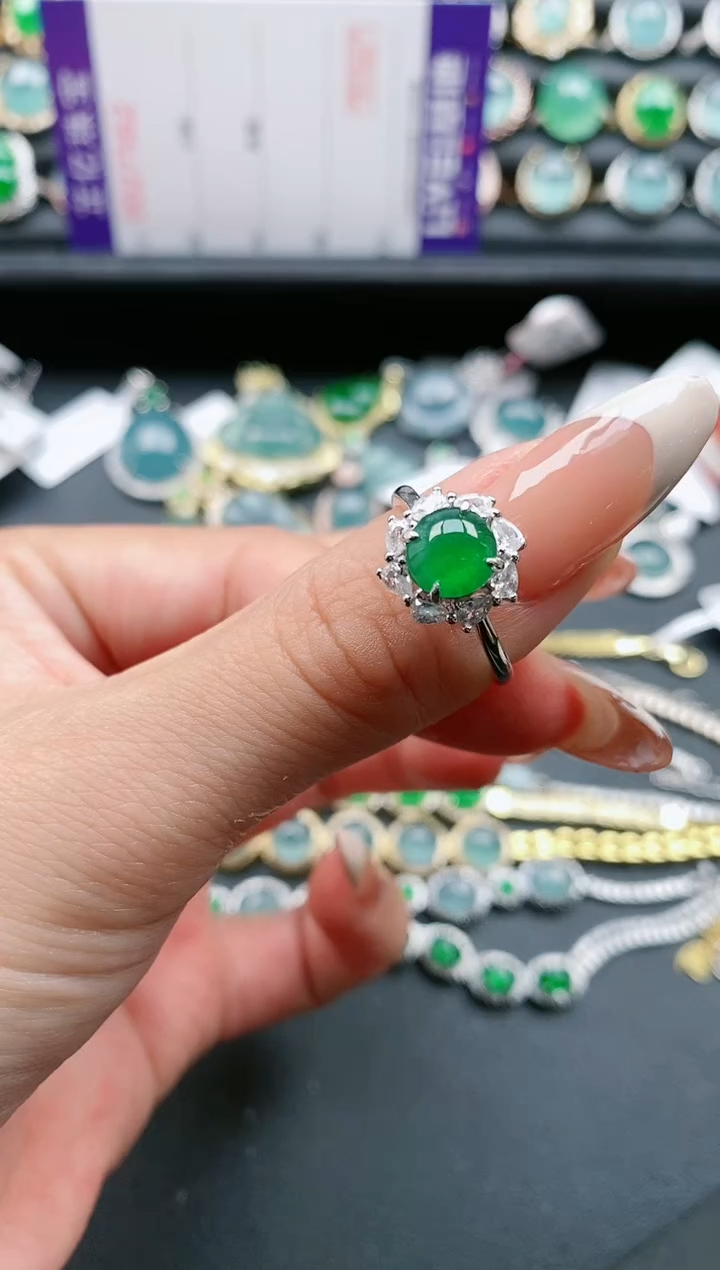 【闪购商品】翡翠戒指银S925镶嵌1111111