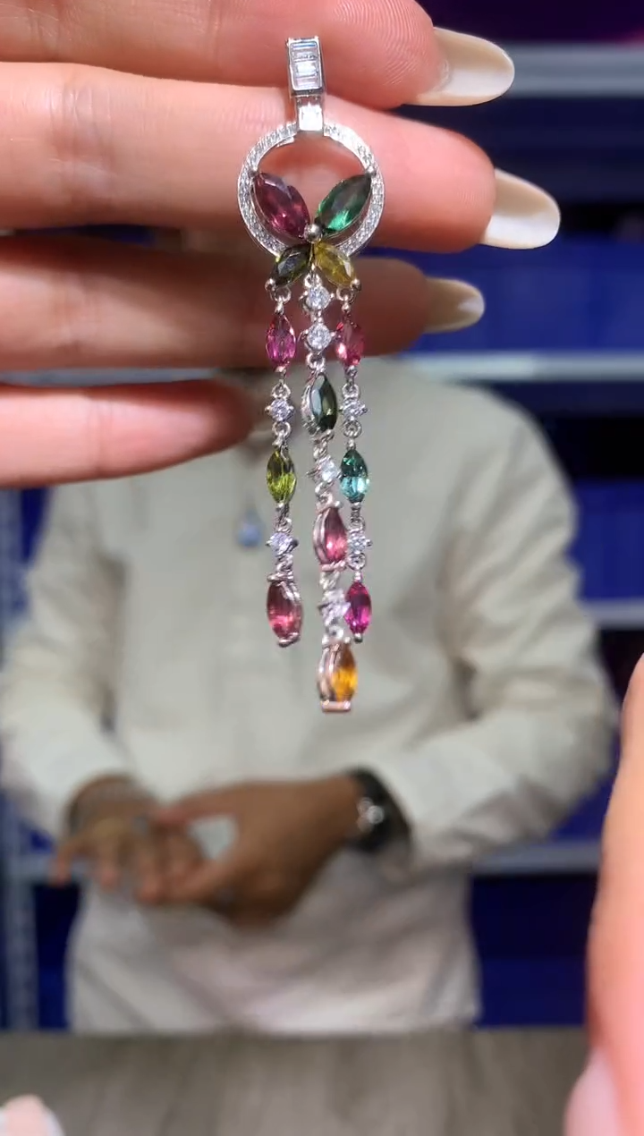 银S925镶嵌耳饰碧玺【宝石世家严选】